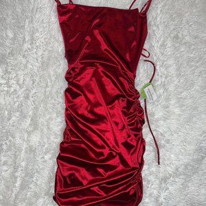 Windsor Red Satin Dress - Size: M.